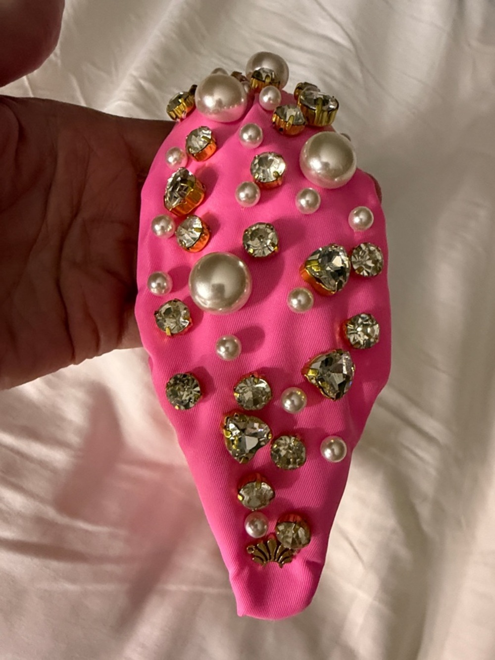 Lele Sadoughi x Stoney Clover Pink Jeweled Pearl Padded Headband - Women - Picture 4 of 5